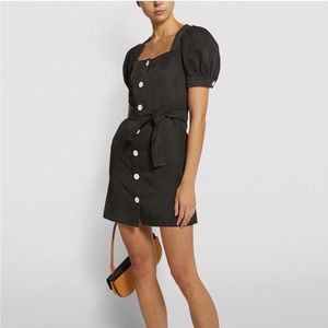 Sandro Paris Fira puff sleeve belted dress black